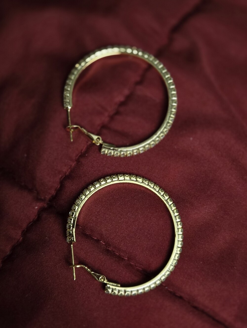 Gold Hoop Earrings with Czs